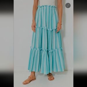 NWT Tuckernuck Aquamarine Stripe Gauze Prado Skirt with pockets Size M